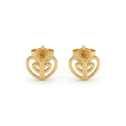9K Gold Heartleaf Open Second Stud Earrings