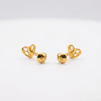 9K Gold Cutout Heart Second Stud Earrings