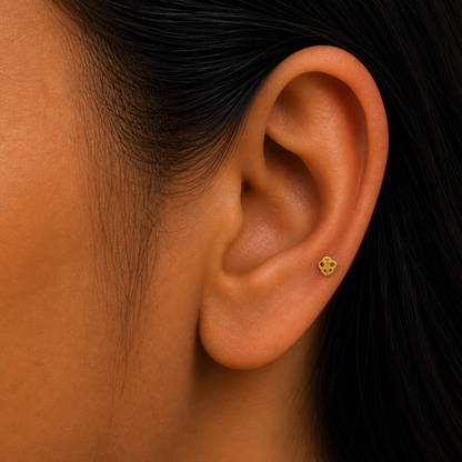 9K Gold Cutout Heart Second Stud Earrings