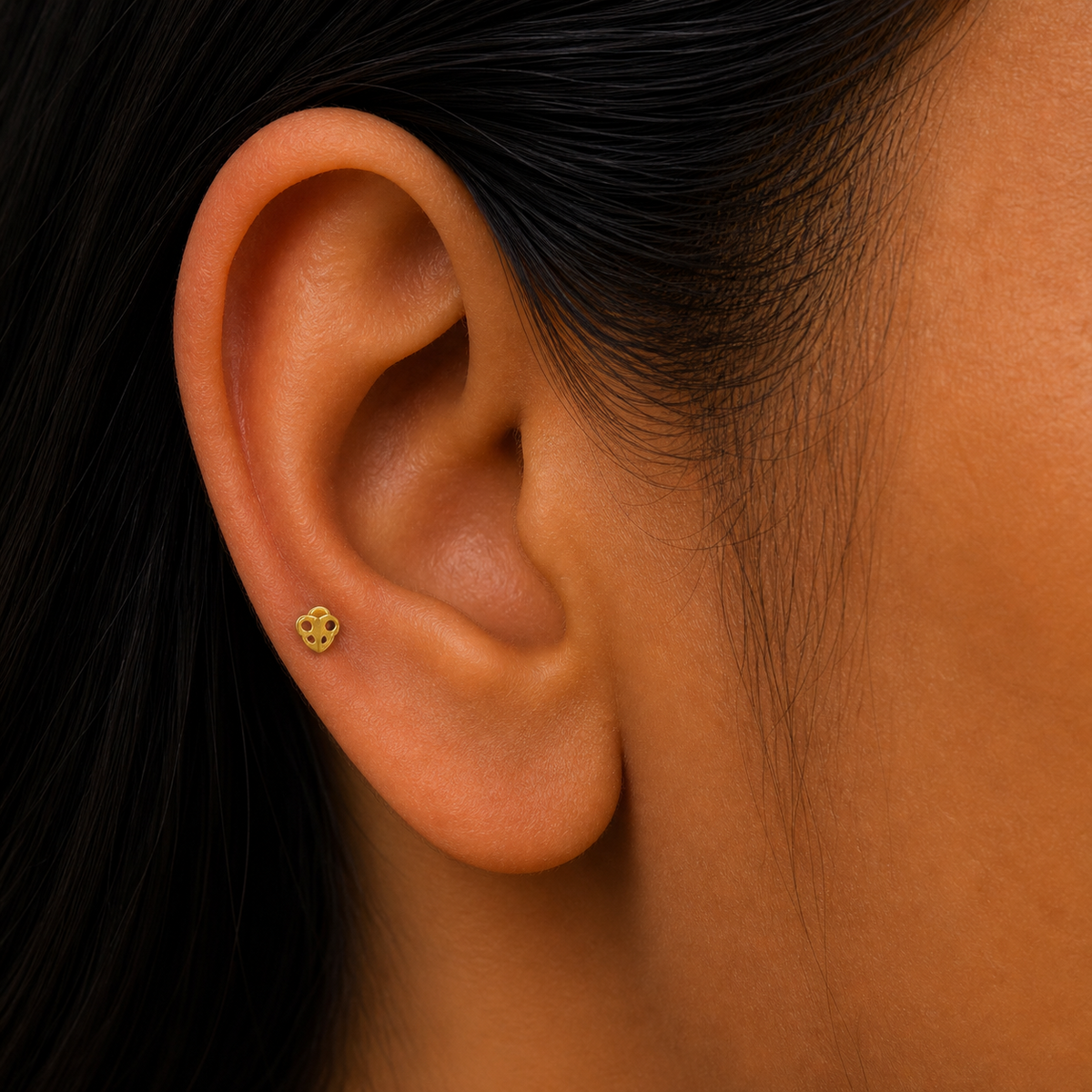 9K Gold Cutout Heart Second Stud Earrings