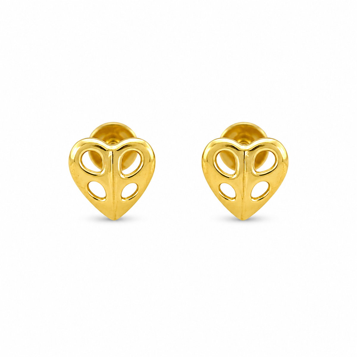 9K Gold Cutout Heart Second Stud Earrings