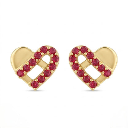 9K Gold Ruby Love Grid Second Stud Earrings