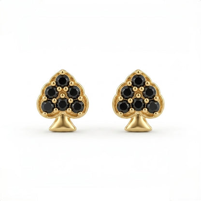 9K Gold Black Spade Second Stud Earrings