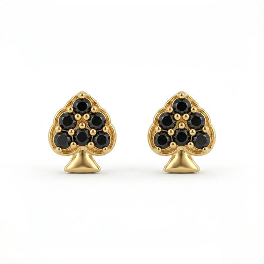 9K Gold Black Spade Second Stud Earrings