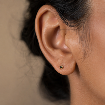 9K Gold Black Spade Second Stud Earrings