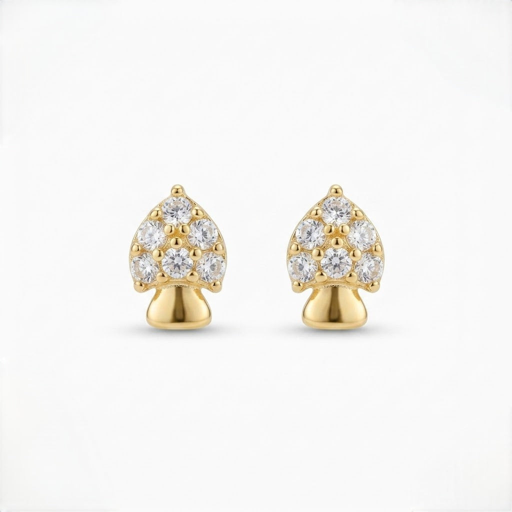 9K Gold Crystal Spade Second Stud Earrings
