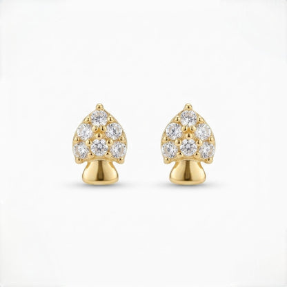 9K Gold Crystal Spade Second Stud Earrings