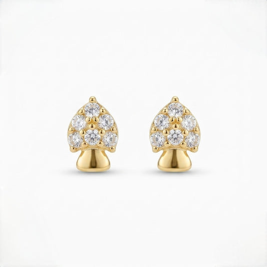 9K Gold Crystal Spade Second Stud Earrings