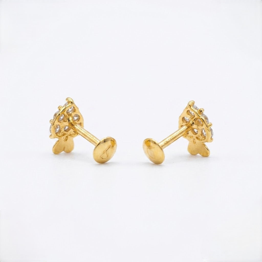 9K Gold Crystal Spade Second Stud Earrings
