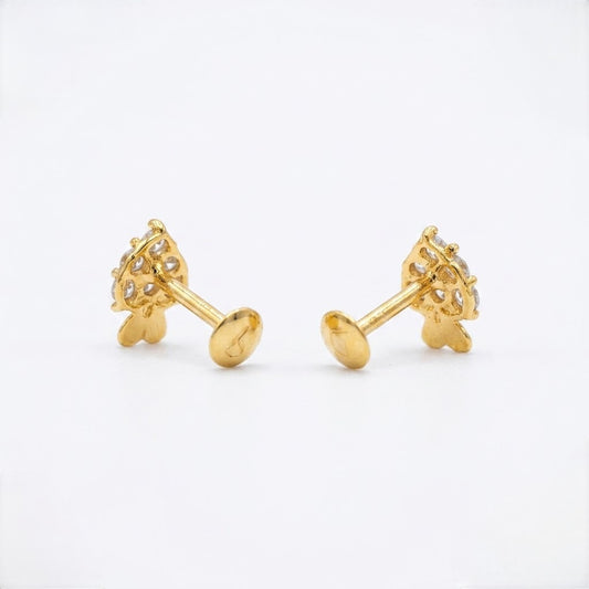9K Gold Crystal Spade Second Stud Earrings