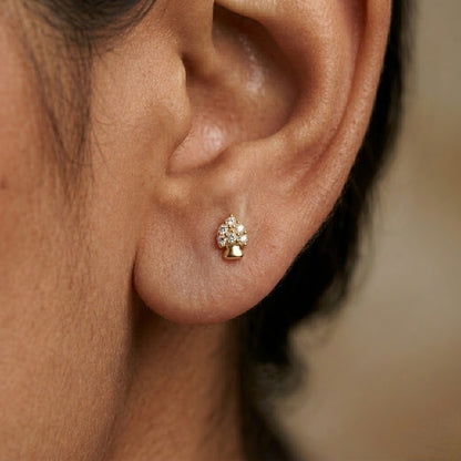 9K Gold Crystal Spade Second Stud Earrings