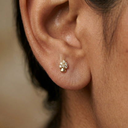 9K Gold Crystal Spade Second Stud Earrings