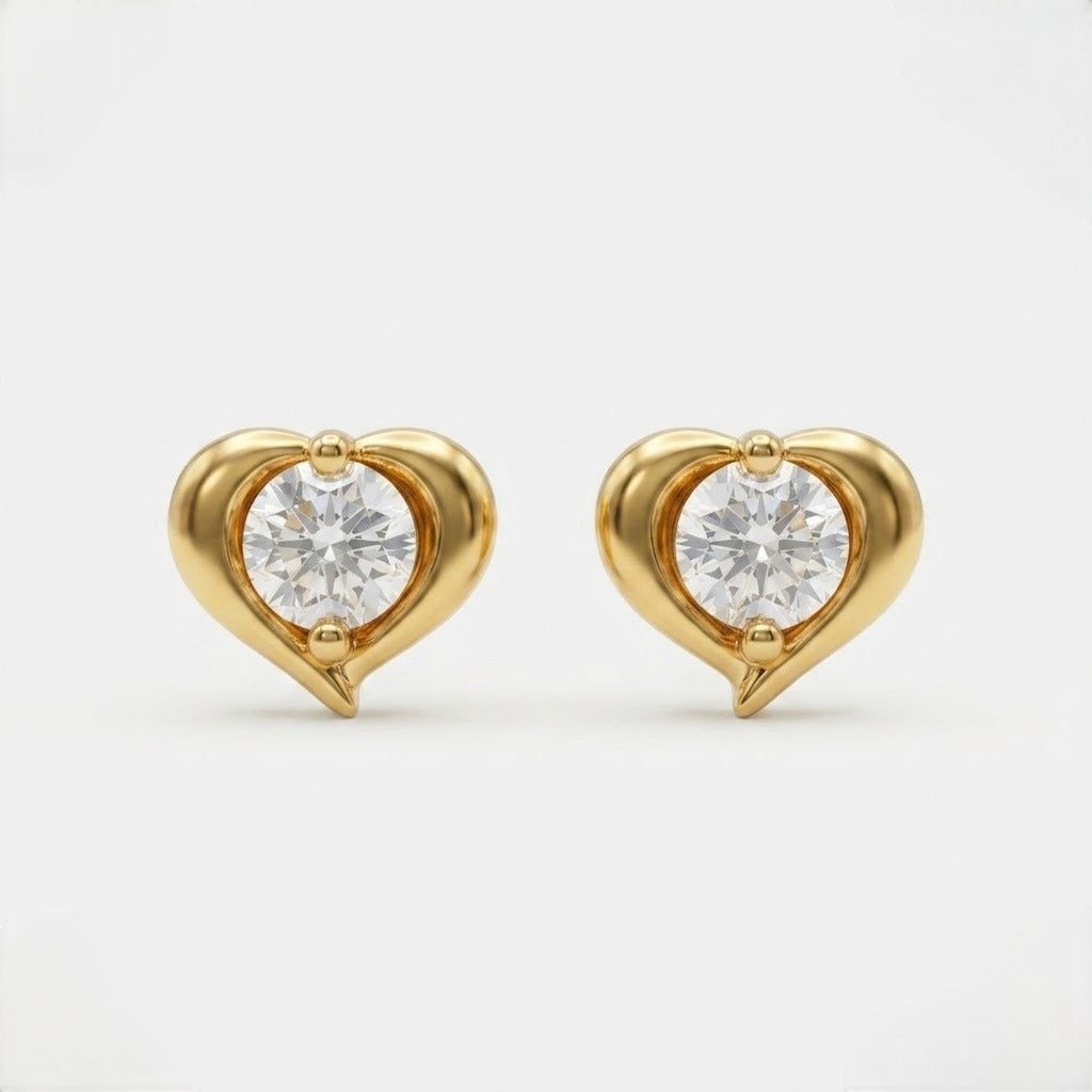 9K Gold Crystal Love Drop Second Stud Earrings