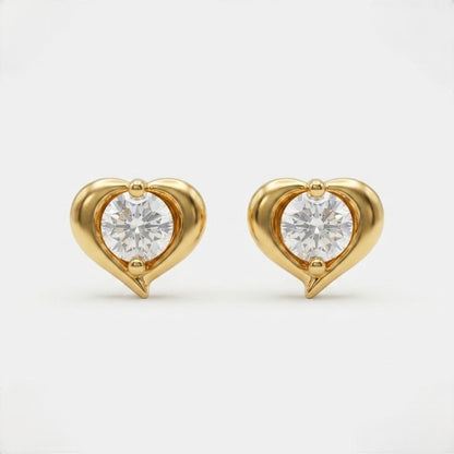 9K Gold Crystal Love Drop Second Stud Earrings