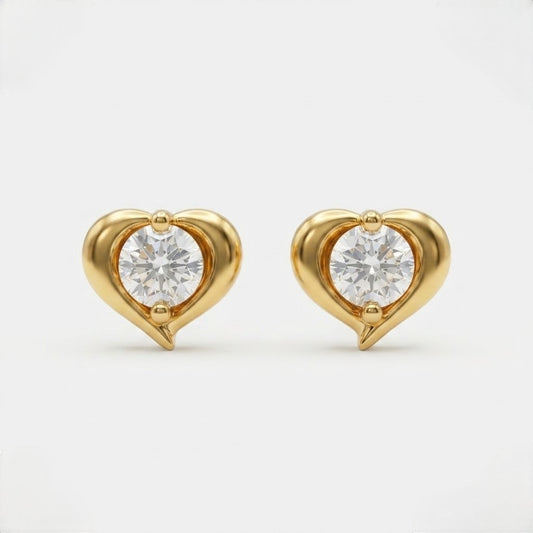 9K Gold Crystal Love Drop Second Stud Earrings