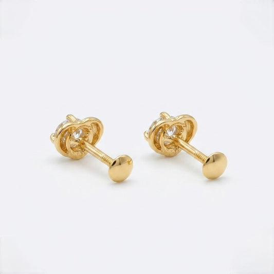 9K Gold Crystal Love Drop Second Stud Earrings