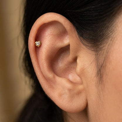 9K Gold Crystal Love Drop Second Stud Earrings