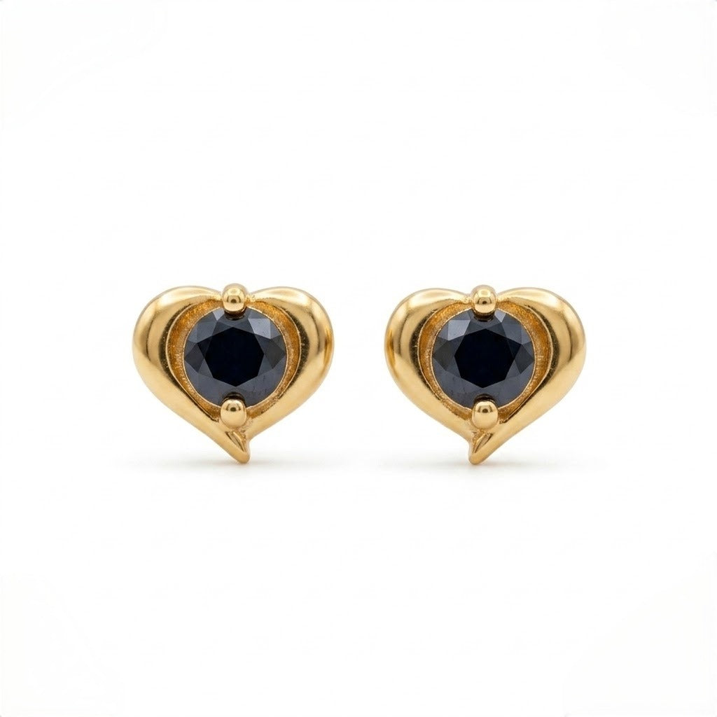 9K Gold Midnight Love Drop Second Stud Earrings