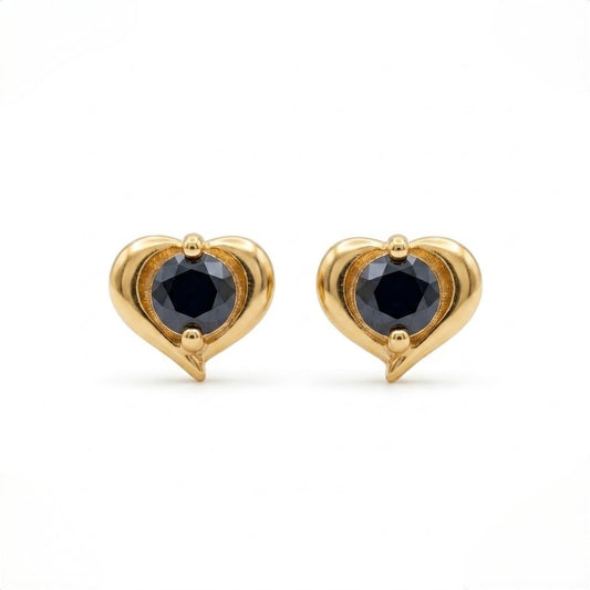 9K Gold Midnight Love Drop Second Stud Earrings