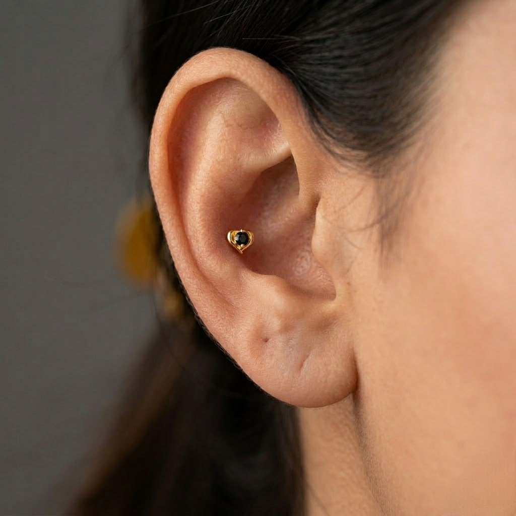 9K Gold Midnight Love Drop Second Stud Earrings
