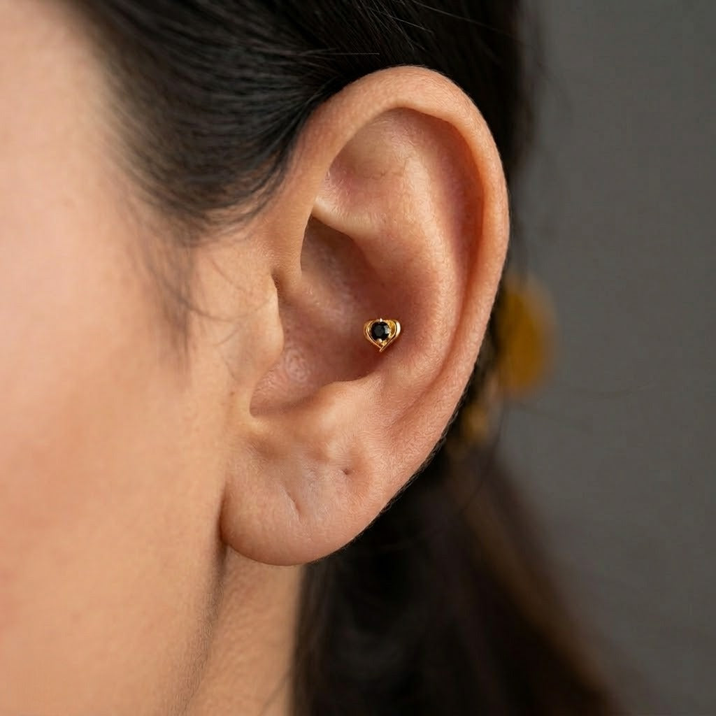 9K Gold Midnight Love Drop Second Stud Earrings