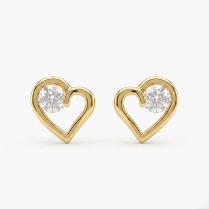 9K Gold Open Love Spark Second Stud Earrings
