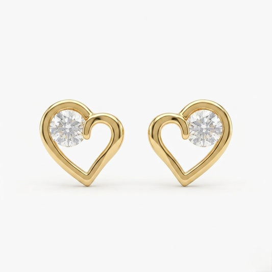 9K Gold Open Love Spark Second Stud Earrings