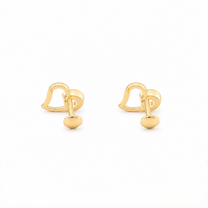 9K Gold Open Love Spark Second Stud Earrings