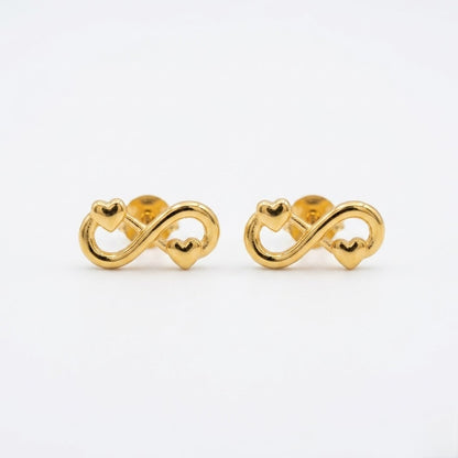 9K Gold Infinity Heart Second Stud Earrings