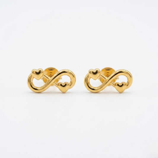 9K Gold Infinity Heart Second Stud Earrings