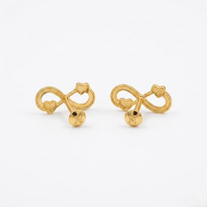 9K Gold Infinity Heart Second Stud Earrings