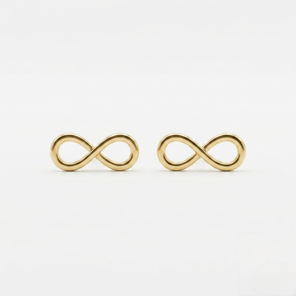 9K Gold Mini Infinity Second Stud Earrings