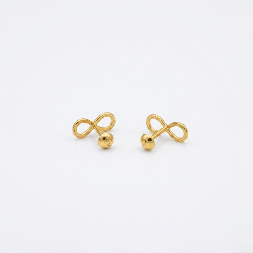 9K Gold Mini Infinity Second Stud Earrings