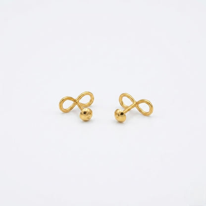 9K Gold Mini Infinity Second Stud Earrings