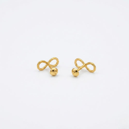 9K Gold Mini Infinity Second Stud Earrings