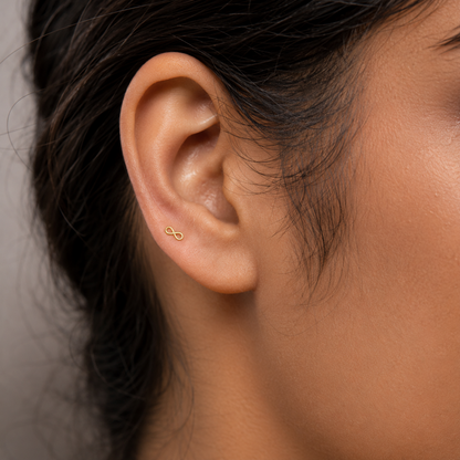 9K Gold Mini Infinity Second Stud Earrings