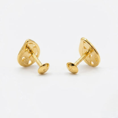 9K Gold Teardrop Tulip Second Stud Earrings