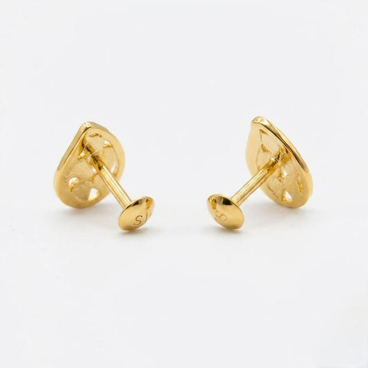 9K Gold Teardrop Tulip Second Stud Earrings