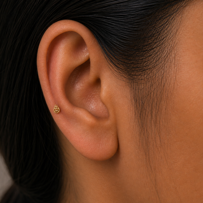 9K Gold Teardrop Tulip Second Stud Earrings