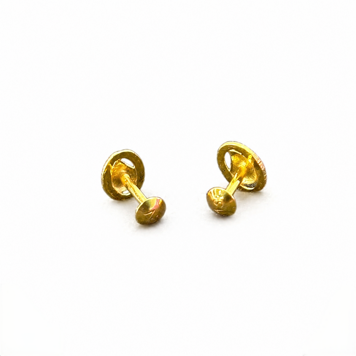 9K Gold Oval Leaf Drop Second Stud Earrings