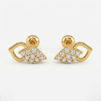 9K Gold Leaf Cluster Stud Earrings