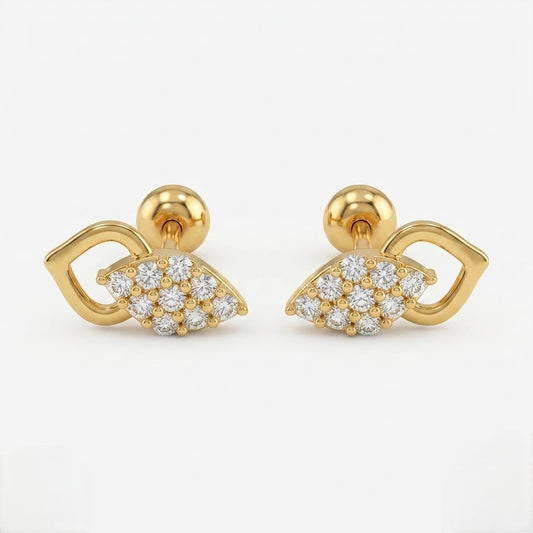 9K Gold Leaf Cluster Stud Earrings