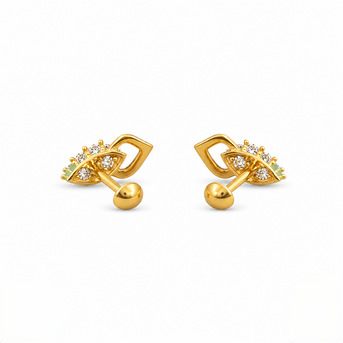 9K Gold Leaf Cluster Stud Earrings