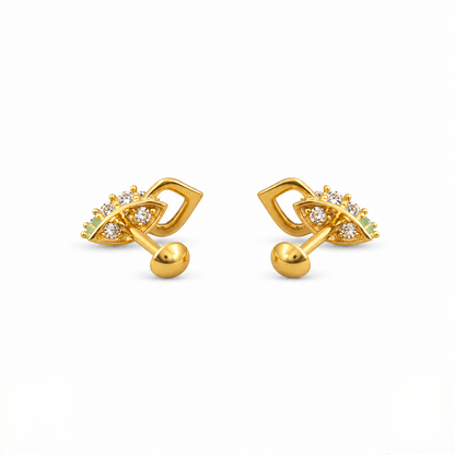 9K Gold Leaf Cluster Stud Earrings
