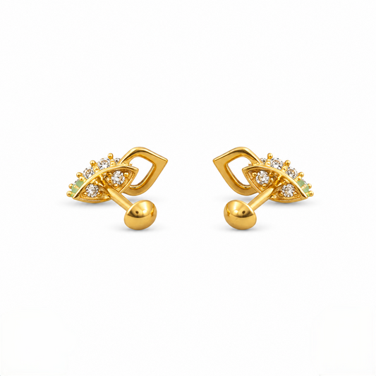 9K Gold Leaf Cluster Stud Earrings