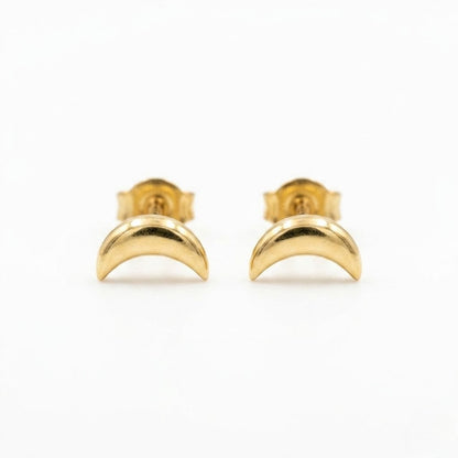 9K Gold Mini Crescent Moon Second Stud Earrings