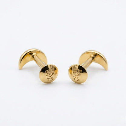 9K Gold Mini Crescent Moon Second Stud Earrings