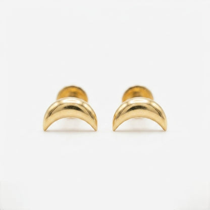 9K Gold Crescent Moon Stud Earrings