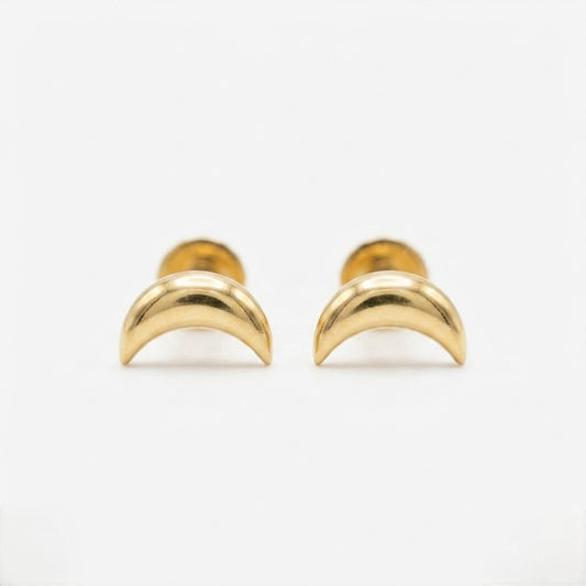 9K Gold Crescent Moon Stud Earrings