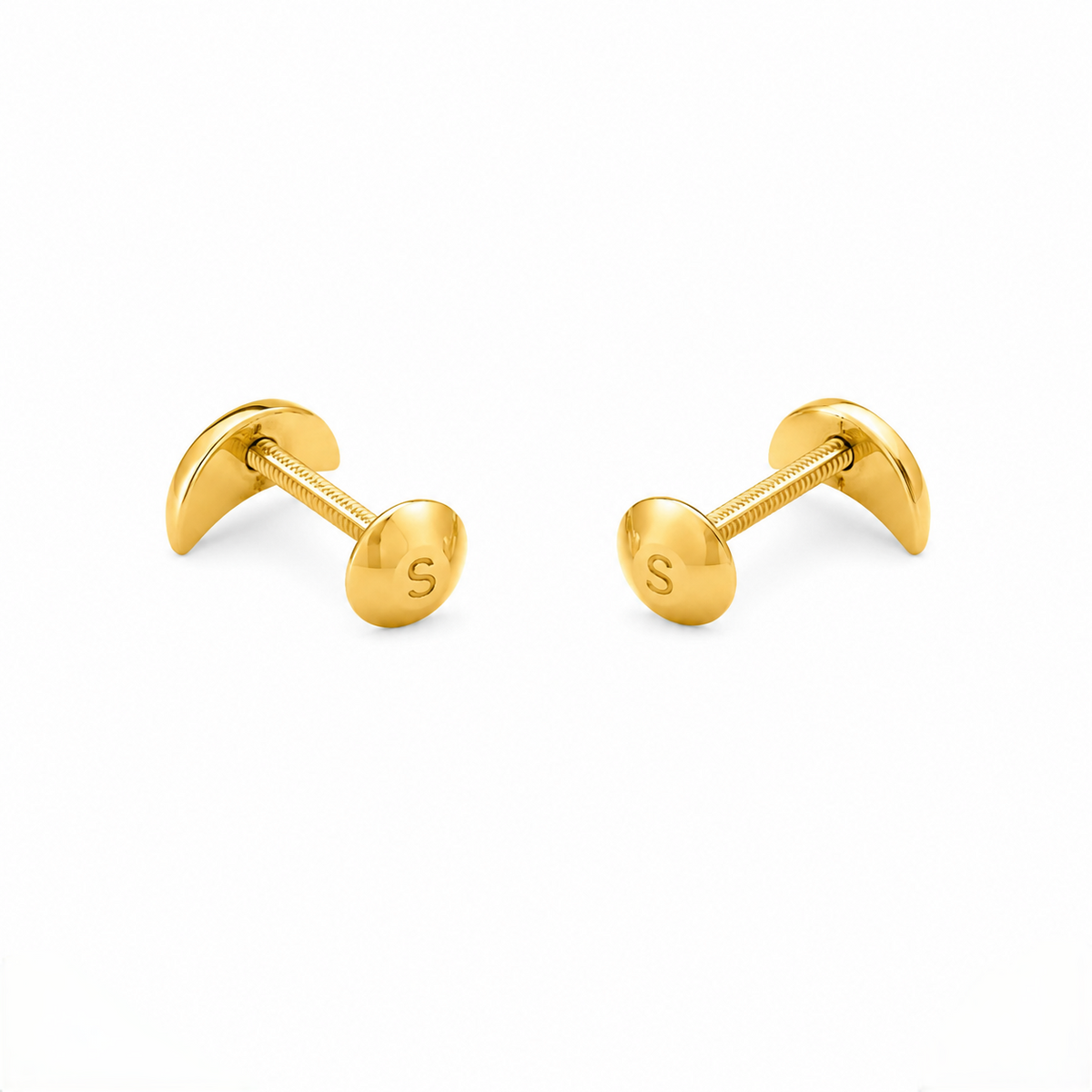 9K Gold Crescent Moon Stud Earrings